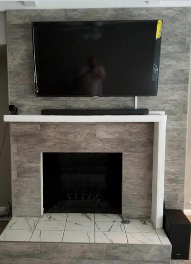 Fireplace Refinishing w/ TV Mount